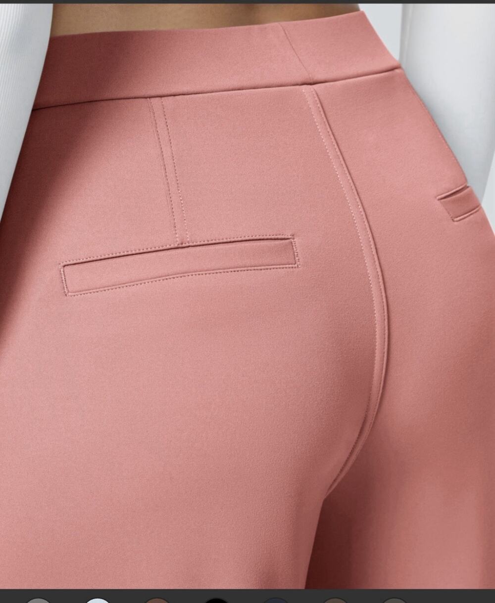 Halara Sz S Small Petite Pink Flex High Waist Work Pant Straight Leg Wide Barbie